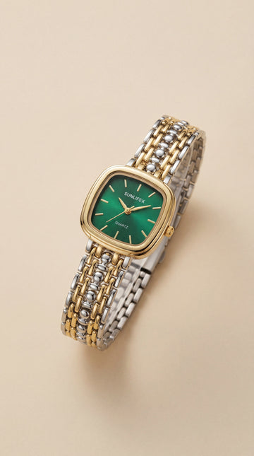 Sunflix Two Tone Women Watch - Green Dial