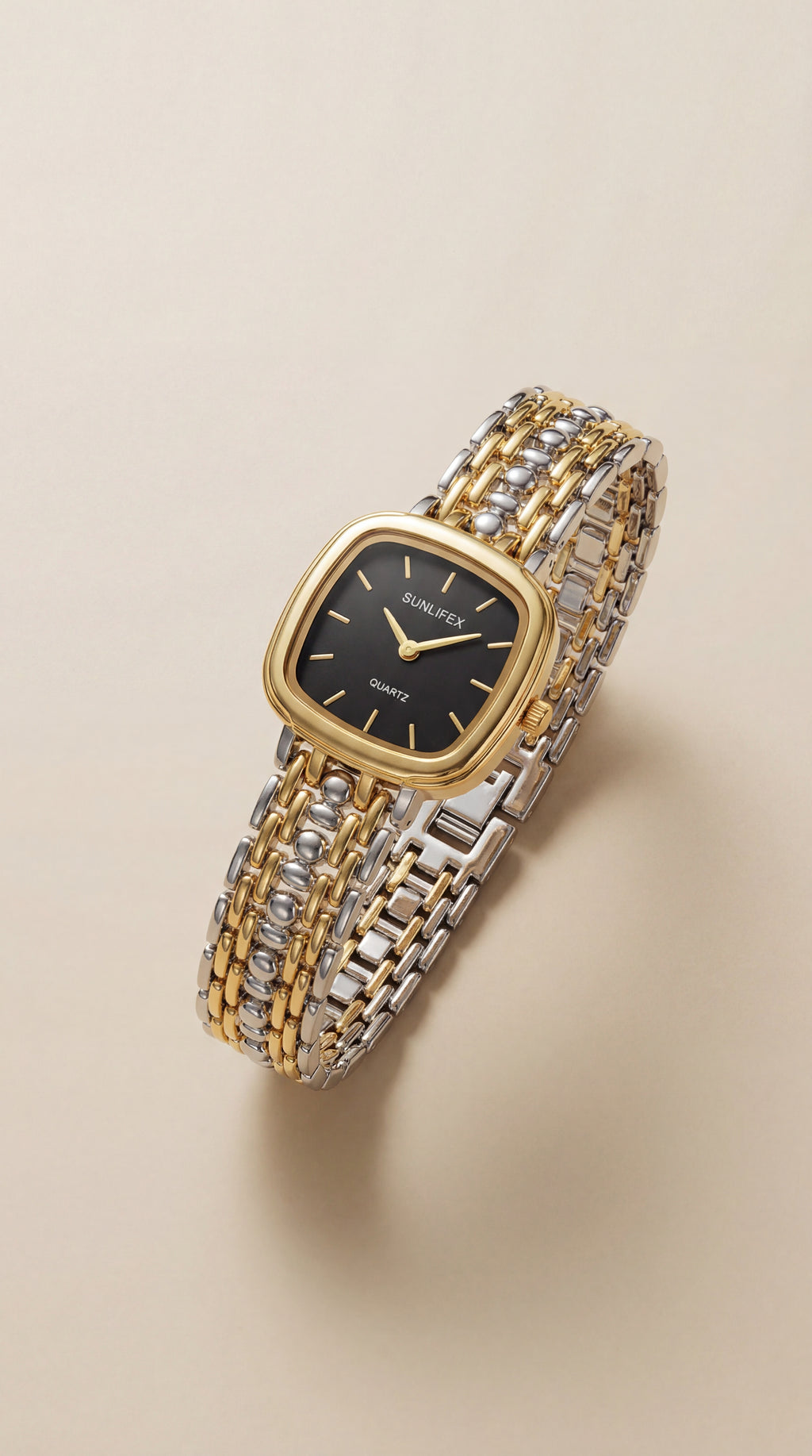 Sunflix Two Tone Women Watch - Black Dial