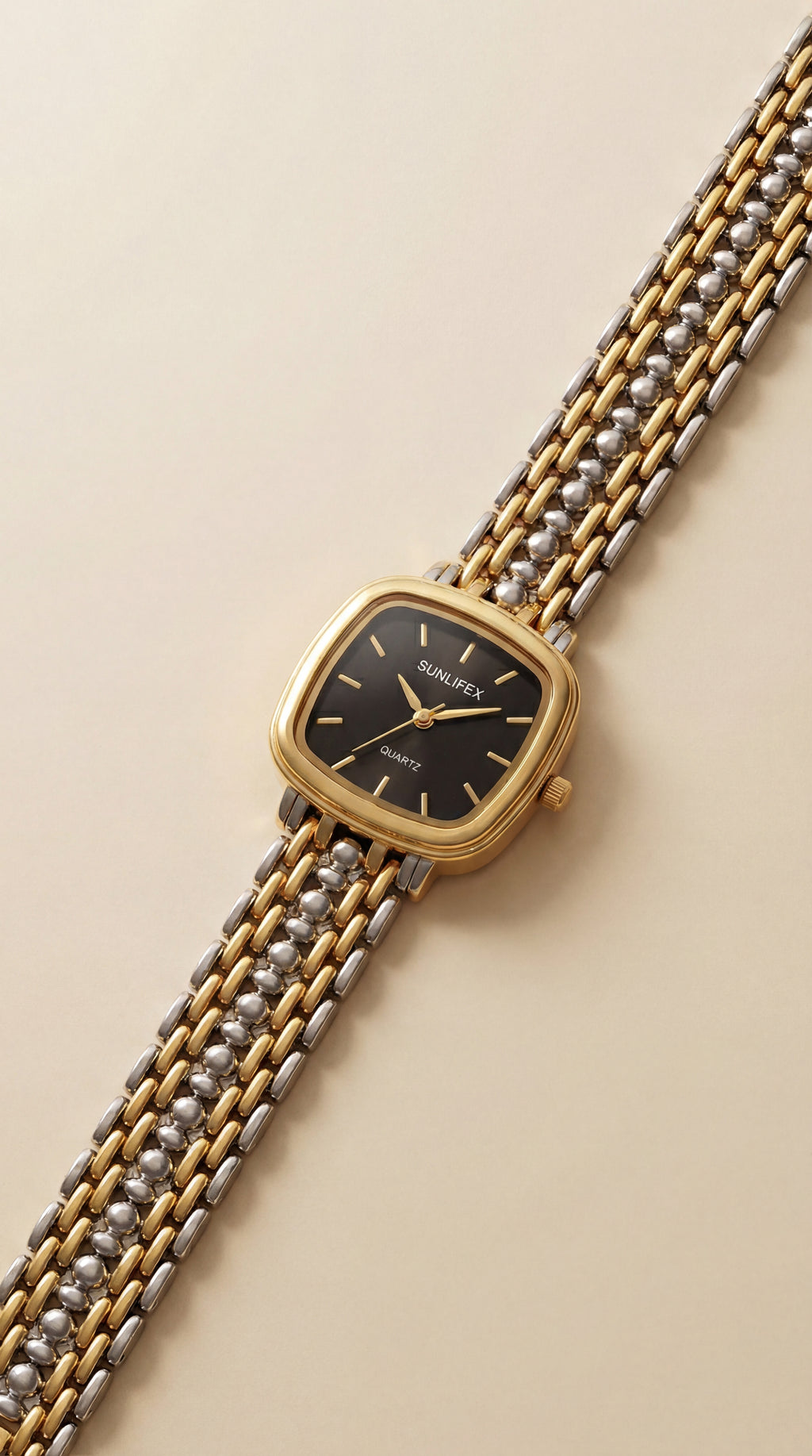 Sunflix Two Tone Women Watch - Black Dial