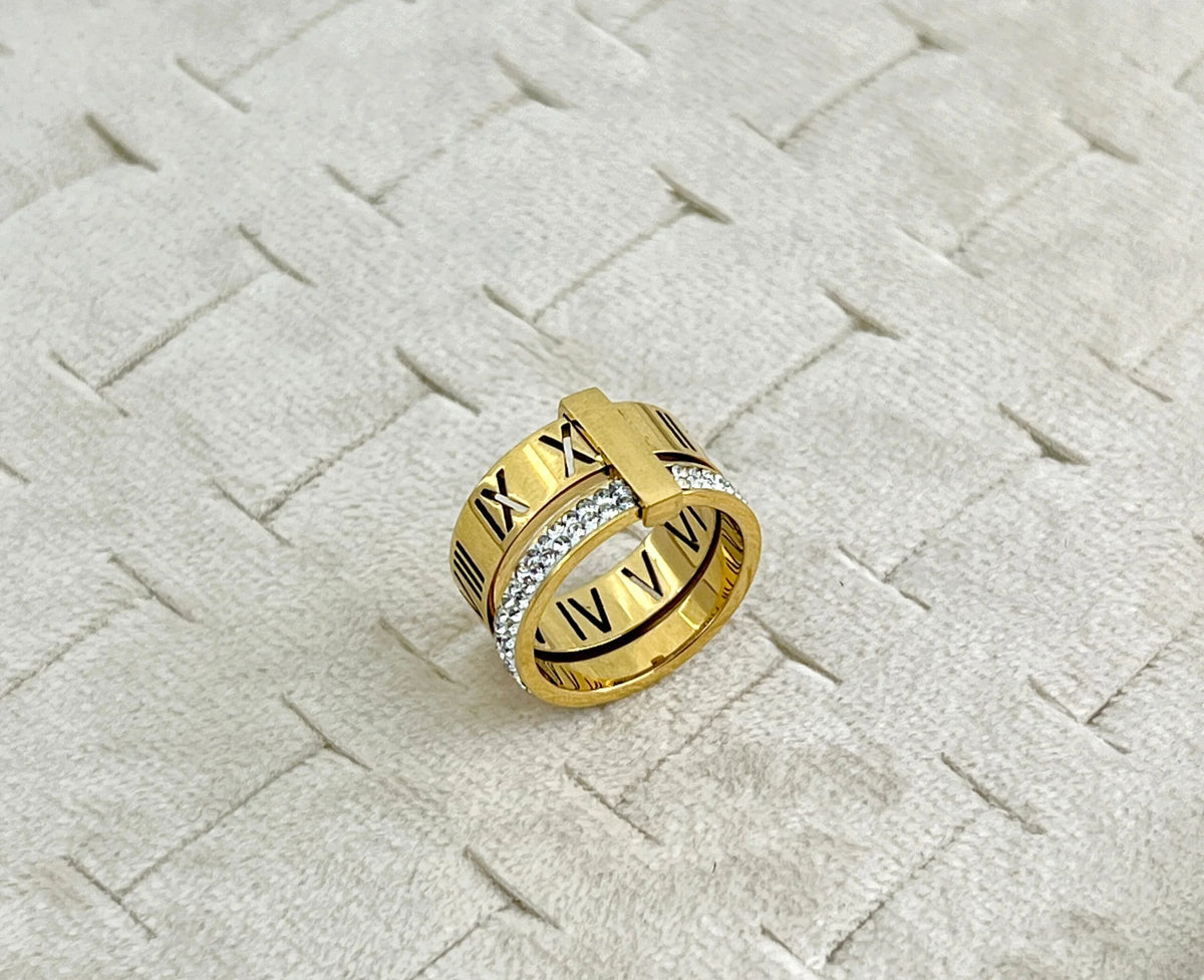 Roman numeral double layer ring stainless steel jewellery Pakistan
