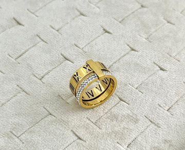 Roman numeral double layer ring stainless steel jewellery Pakistan