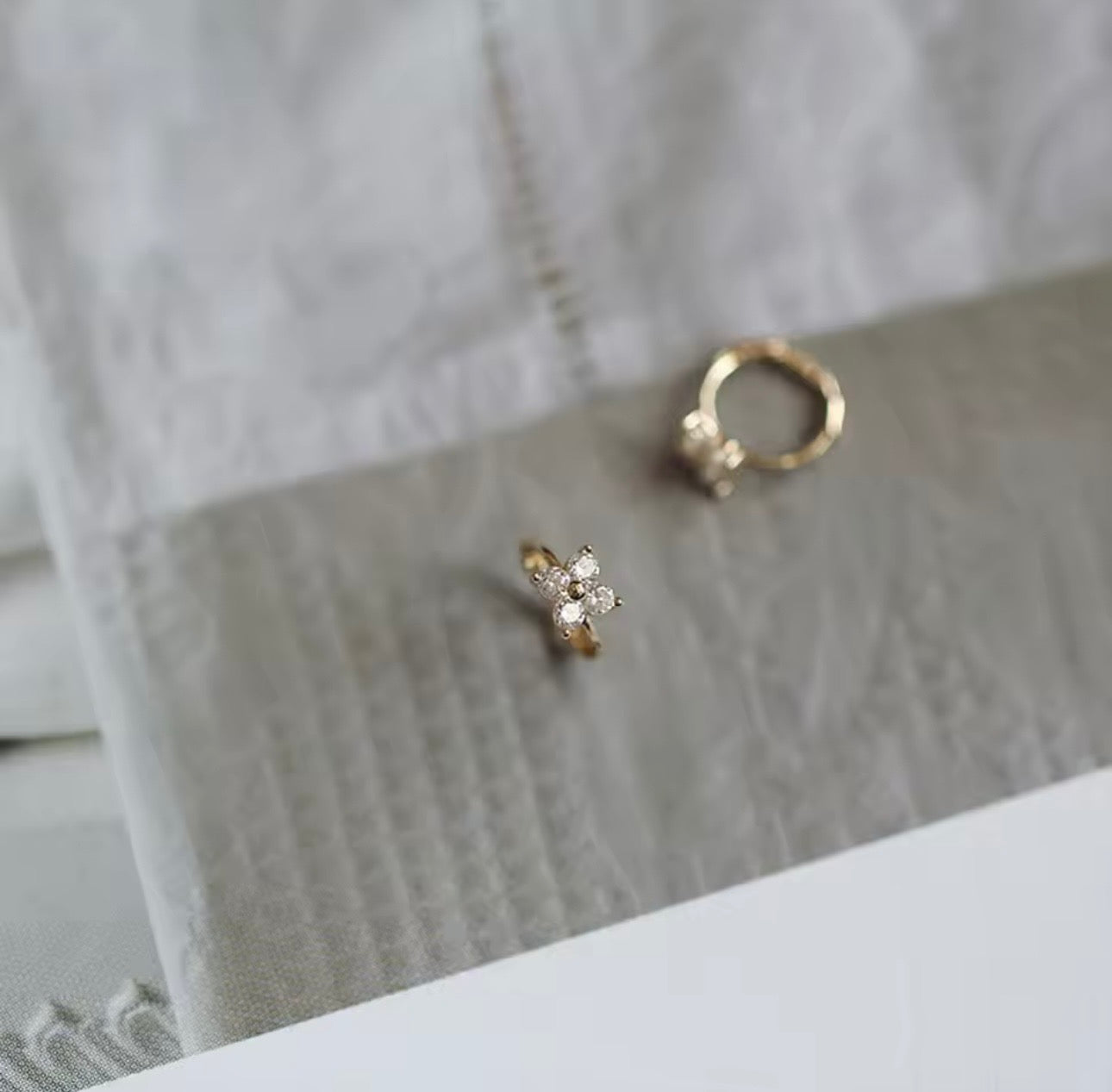 Floral Huggie stainless steel hoop earrings - Jewelistic Pakistan