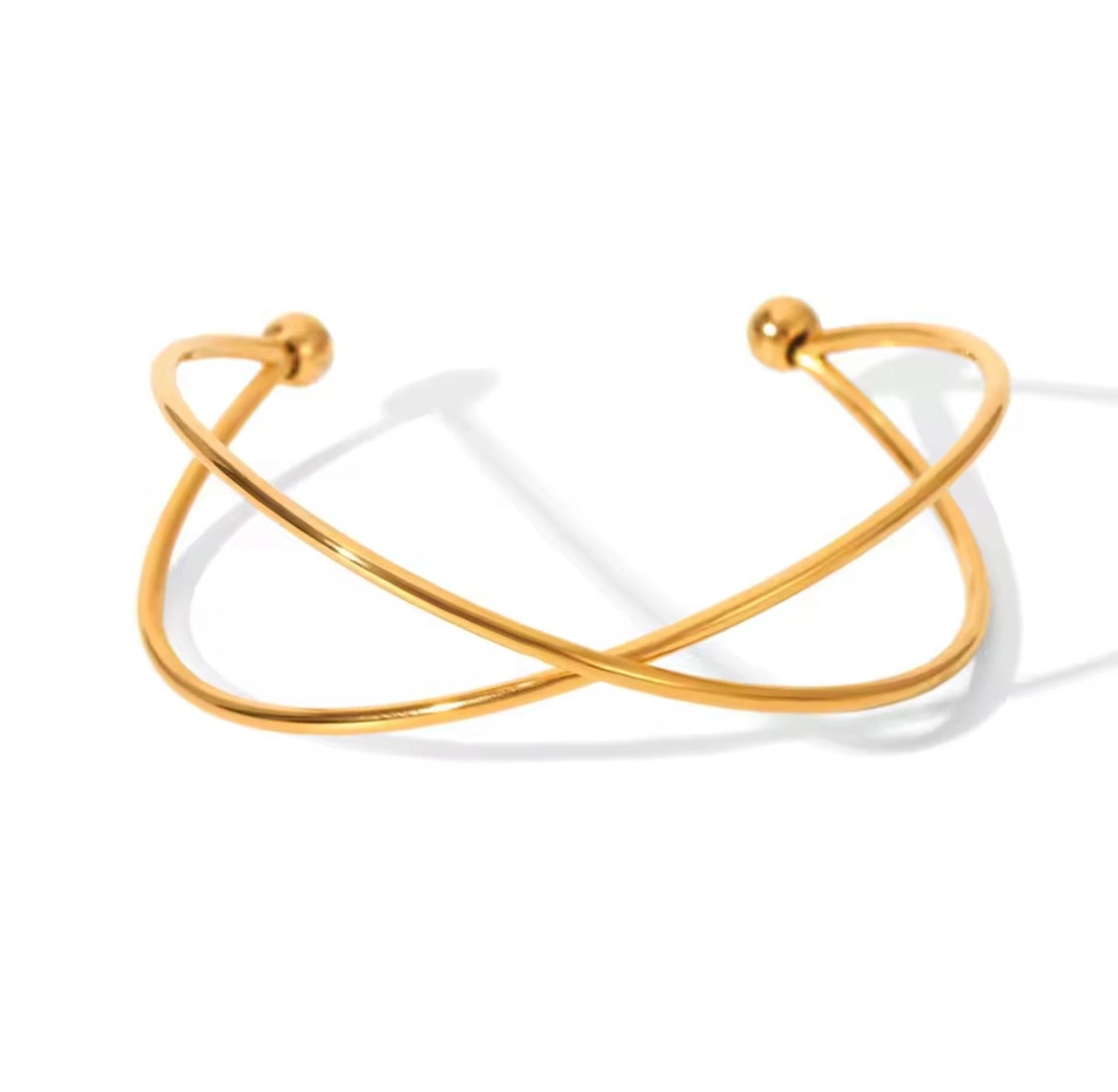 Criss-Cross Cuff Bangle in gift box gold plated stainless steel bangle Pakistan – Jewelistic
