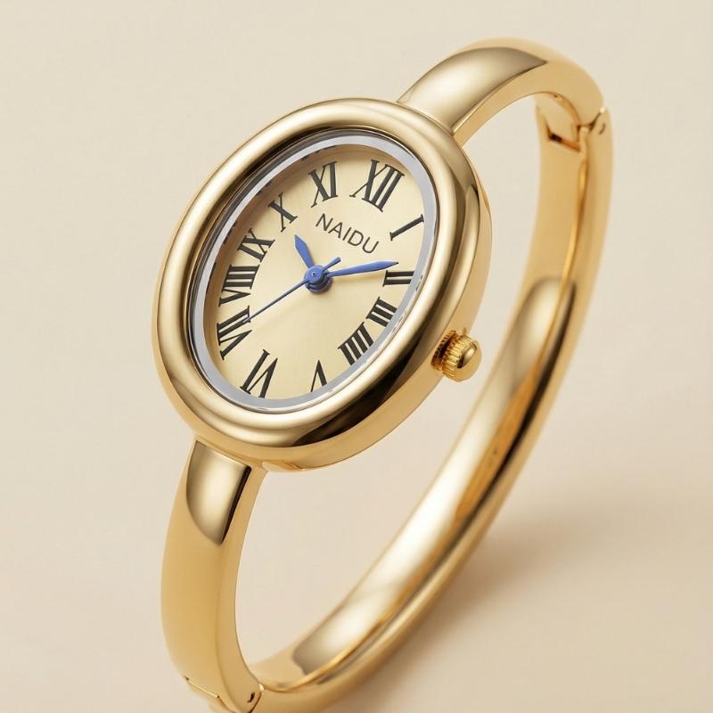 Golden Watch Bangle - Golden Dial