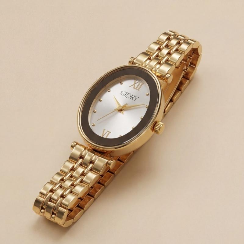 Glory Oval Women Watch - Golden