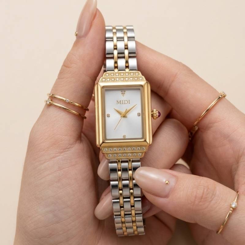 Midi Two Tone Stone Women Watch