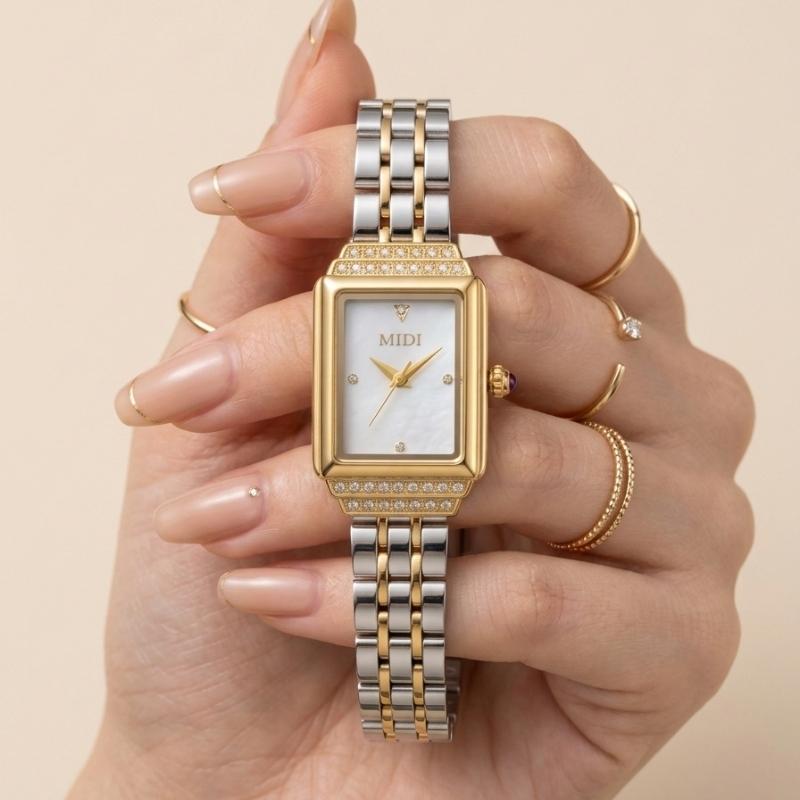 Midi Two Tone Stone Women Watch