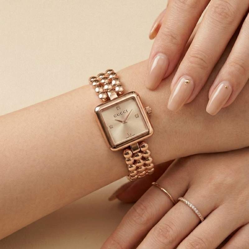Gucci Square Rose Gold Women Watch