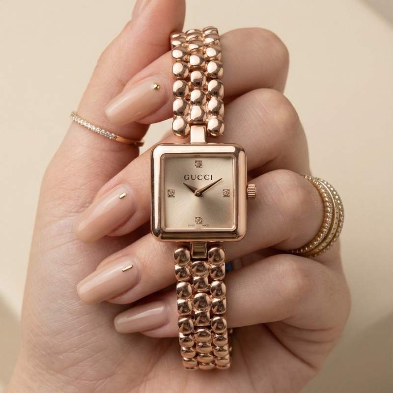 Gucci Square Rose Gold Women Watch