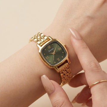 Sunliflex Emerald Vintage Square Women's Watch – Luxury Vintage Fashion Watch Pakistan