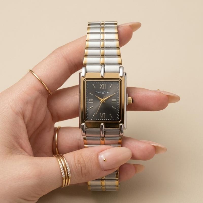 SwingStar Two Tone-Black Dial Women Watch