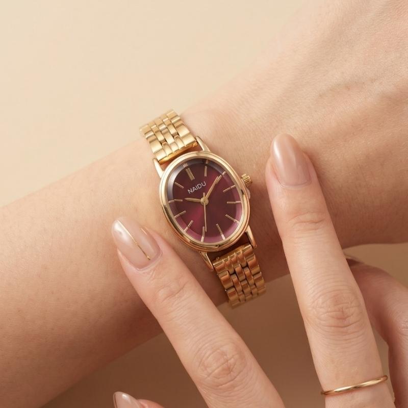 Naidu Burgundy Oval Women Watch | Elegant Oval Dial Watch Pakistan