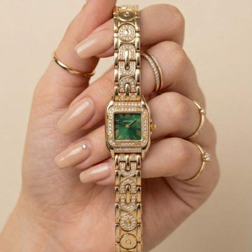 Cartier Sparkle Golden Green Dial Women Watch