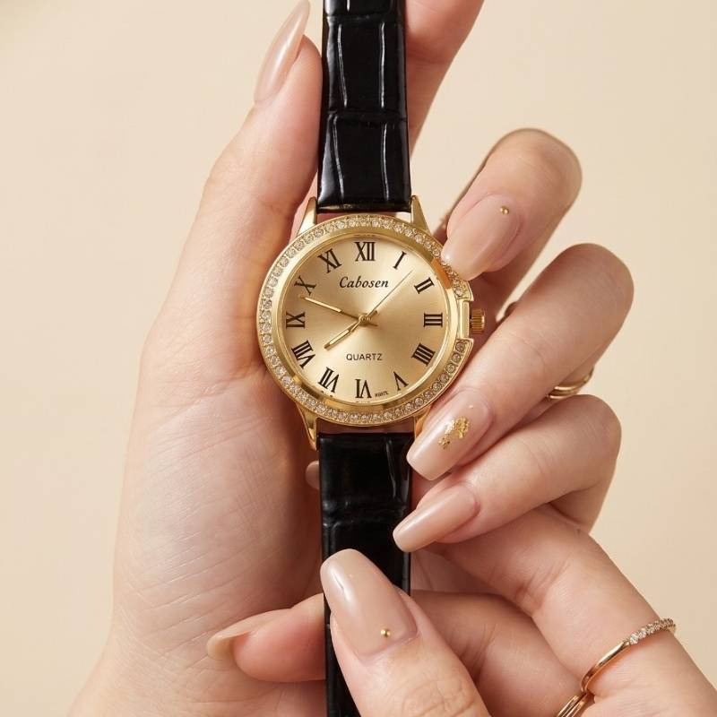 Cabosen Classic Black Women's Strap Watch – Luxury Office Wear Watch