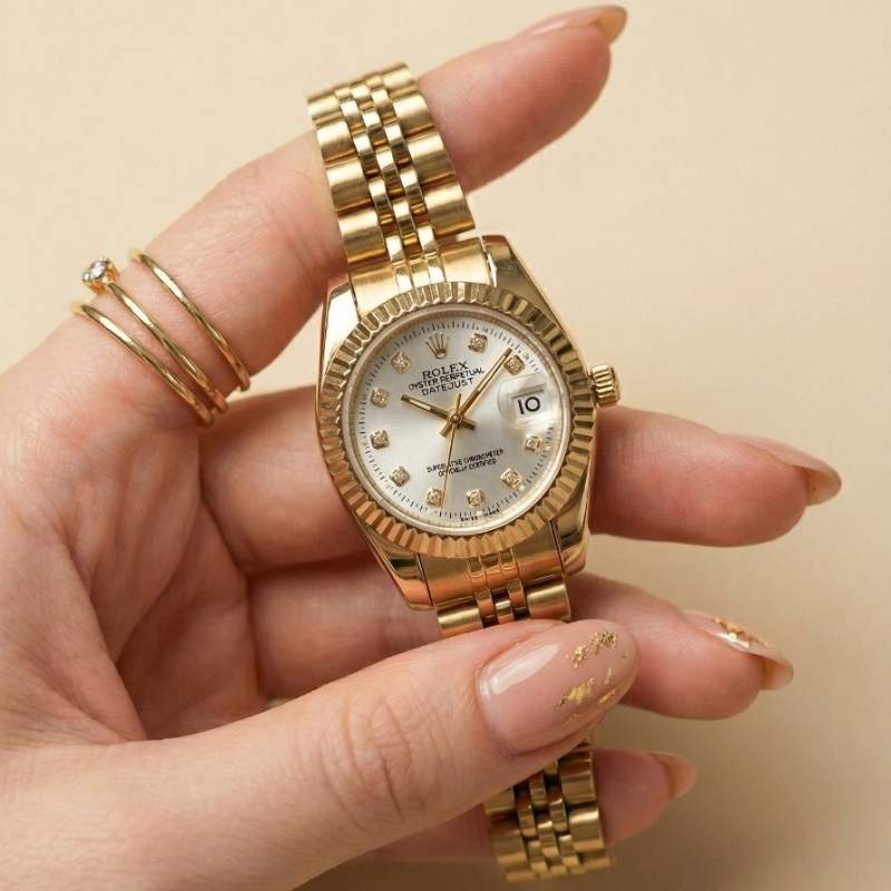 Rolex Golden White Datejust Women Watch