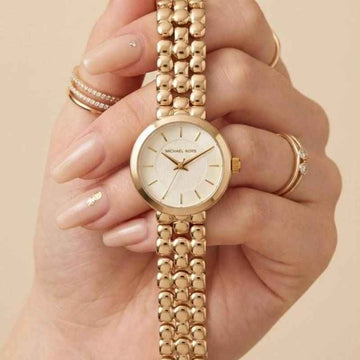 MK Darci Golden Women Watch - White Dial