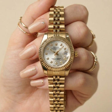 Rolex Golden White Datejust Women Watch