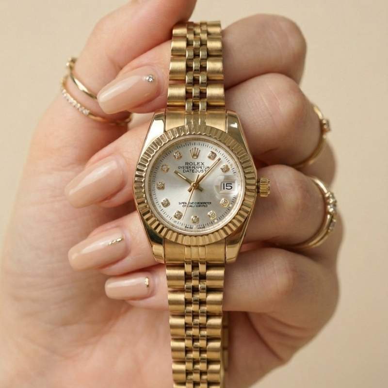 Rolex Golden White Datejust Women Watch