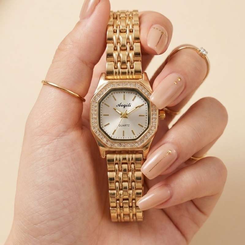 The Golden Octagon Women's Watch – Elegant Gold Fashion Watch for Women in Pakistan