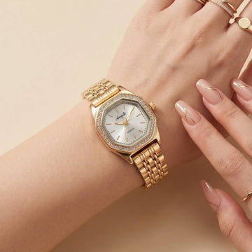 The Golden Octagon Women's Watch – Elegant Gold Fashion Watch for Women in Pakistan