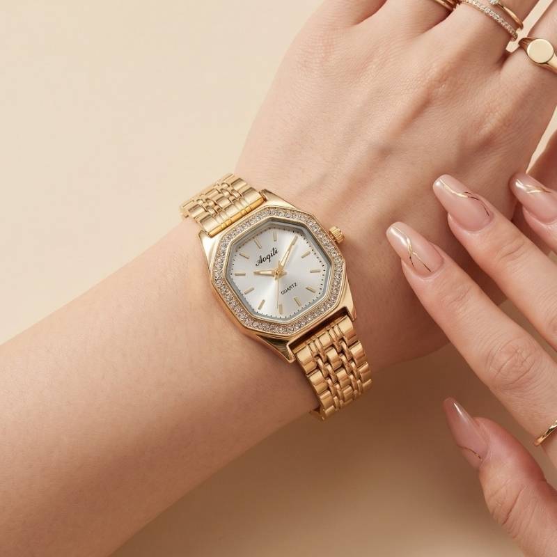 The Golden Octagon Women's Watch – Elegant Gold Fashion Watch for Women in Pakistan