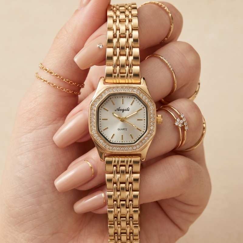 The Golden Octagon Women's Watch – Elegant Gold Fashion Watch for Women in Pakistan