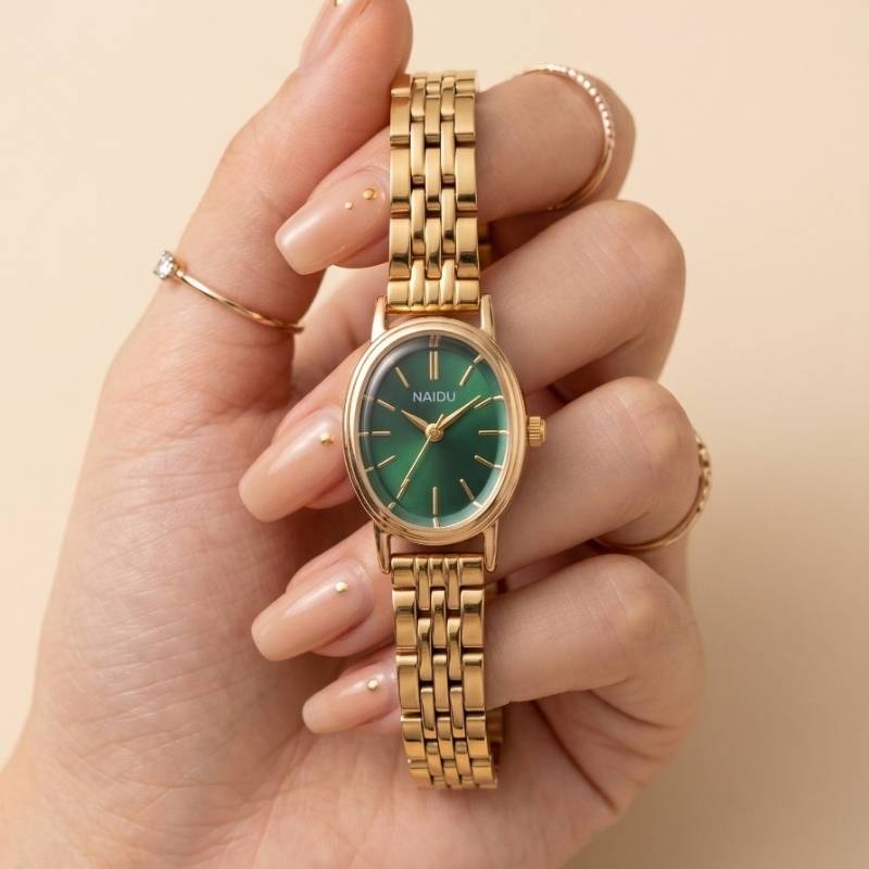 Naidu Emerald Vintage Oval Women Watch | Luxury Vintage Watch Pakistan