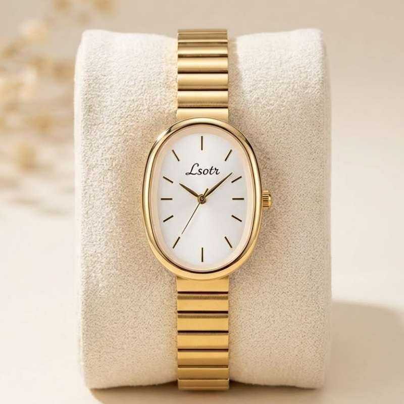 Lsotr Oval Golden Charm Women Watch