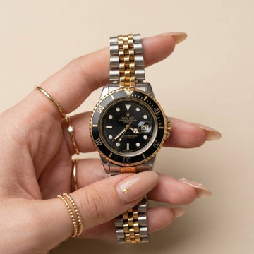 Rolex Submariner Two Tone-Black Dial Women Watch