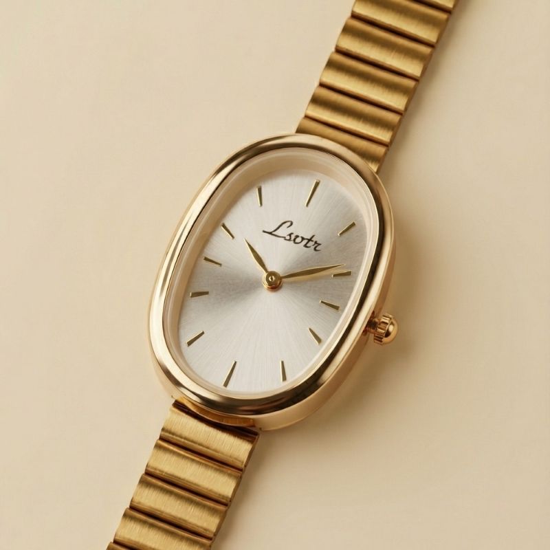 Lsotr Oval Golden Charm Women Watch