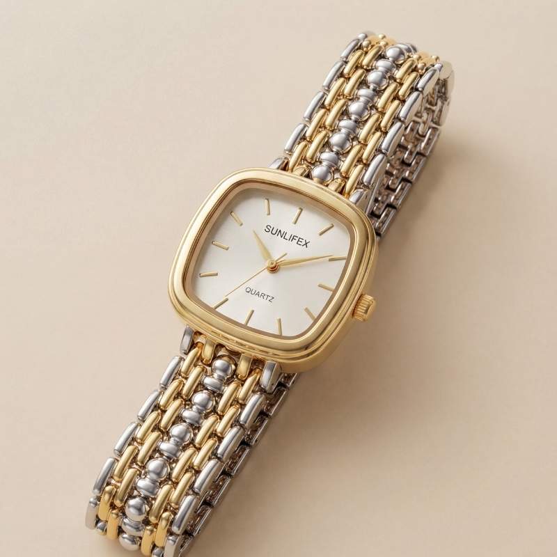 Sunflix Two Tone Women Watch - White Dial