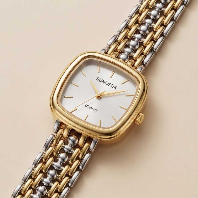Sunflix Two Tone Women Watch - White Dial