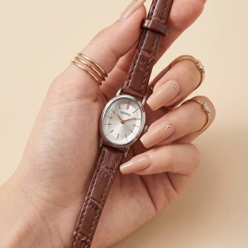 Naidu Vintage Croc Women Strap Watch - Brown | Luxury Women's Watch Pakistan