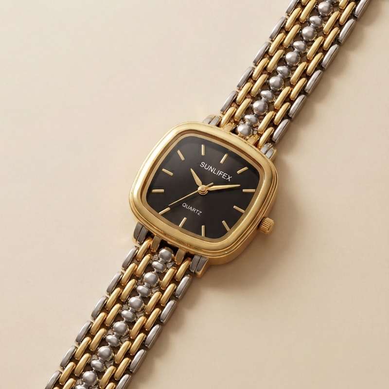 Sunflix Two Tone Women Watch - Black Dial