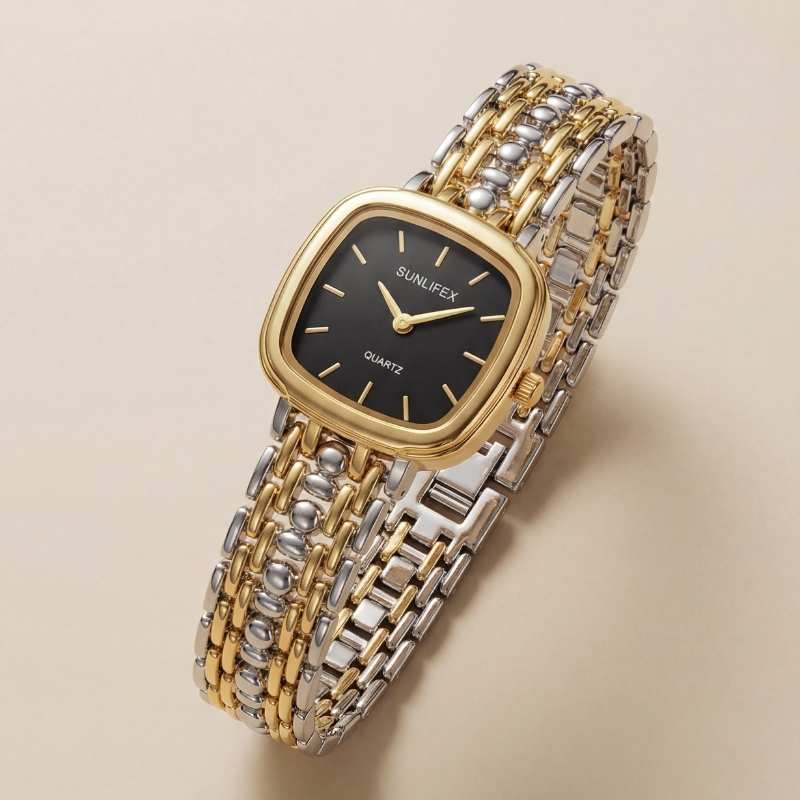 Sunflix Two Tone Women Watch - Black Dial