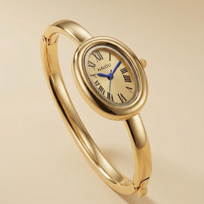 Golden Watch Bangle - Golden Dial