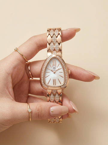 True-Worth Rose Gold Crystal Cascade Women Watch