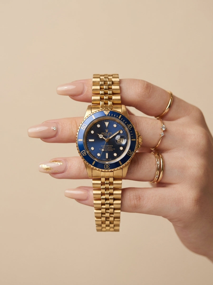 Rolex Submariner Golden-Blue Dial Women Watch