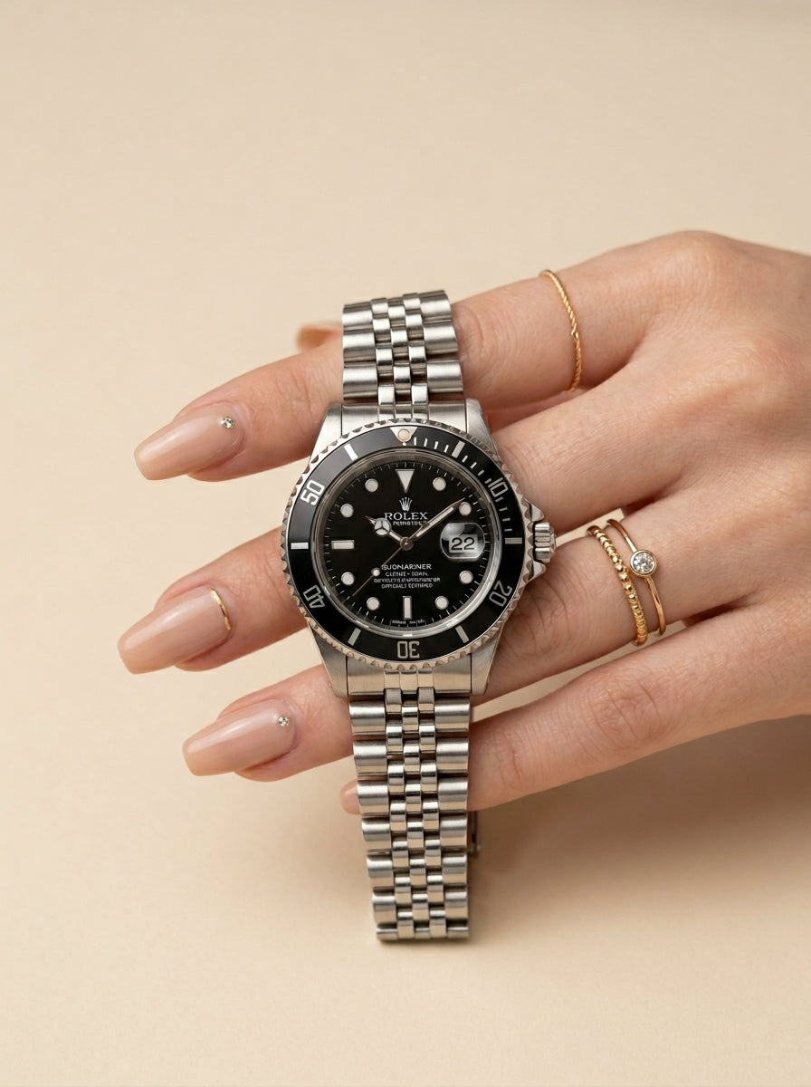 Rolex Submariner Silver-Black Dial Women Watch