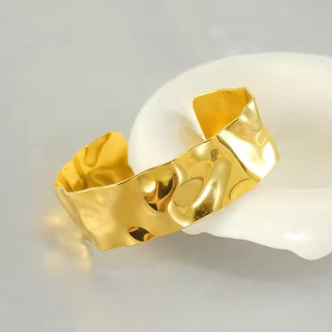 Gold Hammered Cuff Bracelet