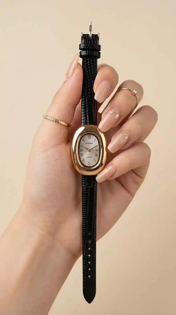 Aura Vintage Black Dial Women Strap Watch – office wear jewellery Pakistan