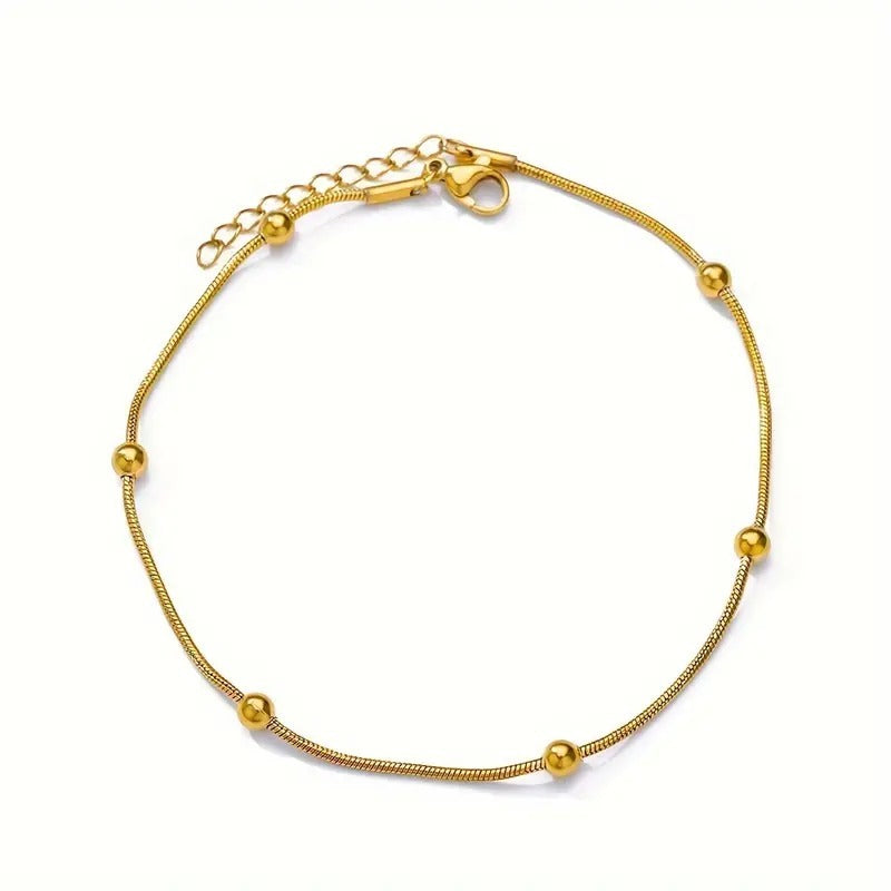 Stainless Steel Bead Decor Anklet