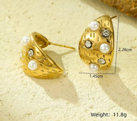 Textured Gold Drop Earrings