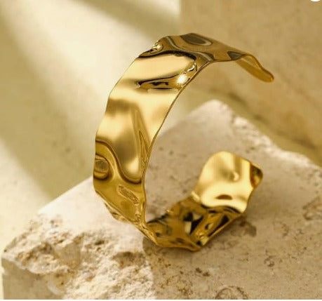 Gold Hammered Cuff Bracelet