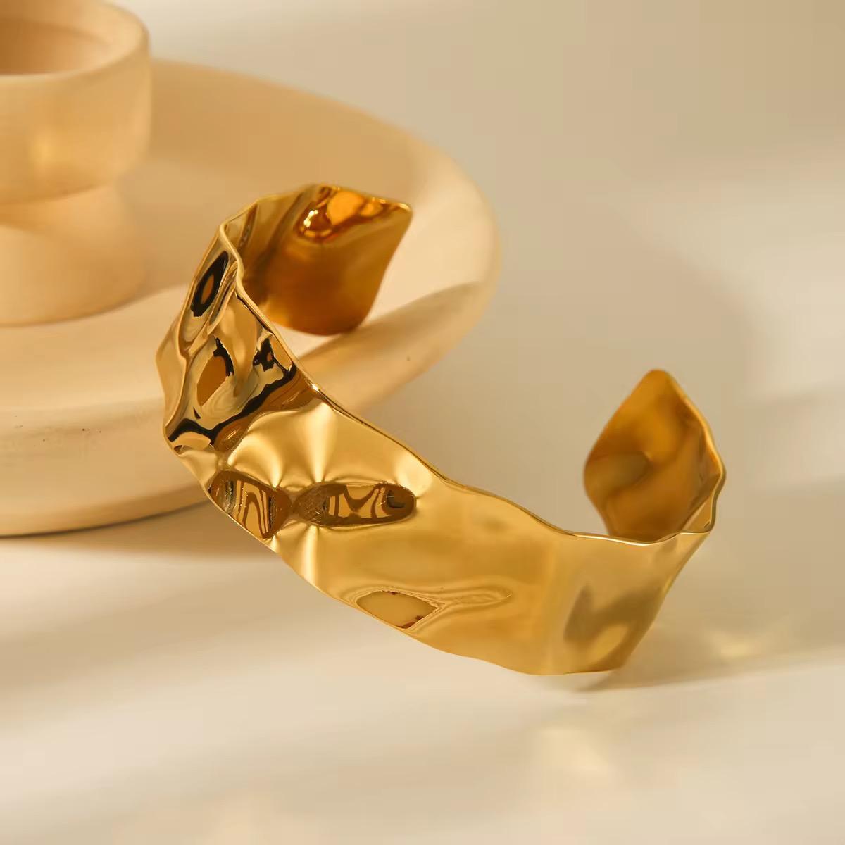 Gold Hammered Cuff Bracelet