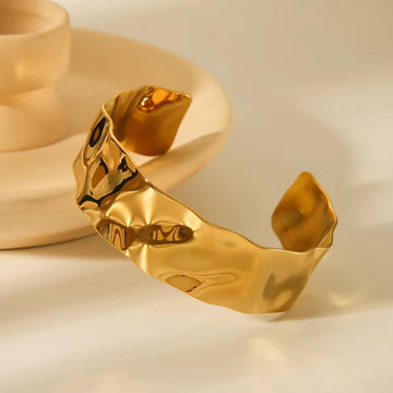 Gold Hammered Cuff Bracelet
