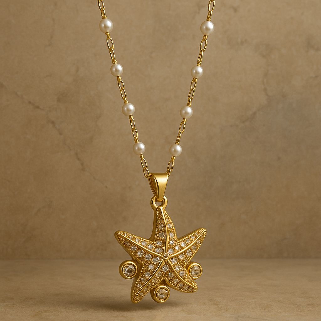 Starfish elegance pearl necklace