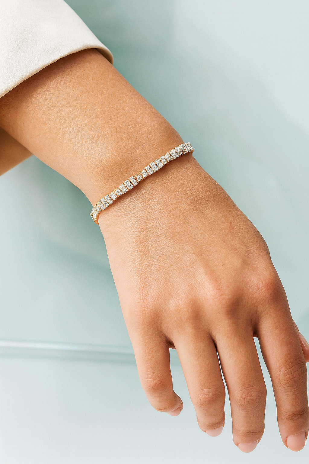 Diamond cluster tennis bracelet