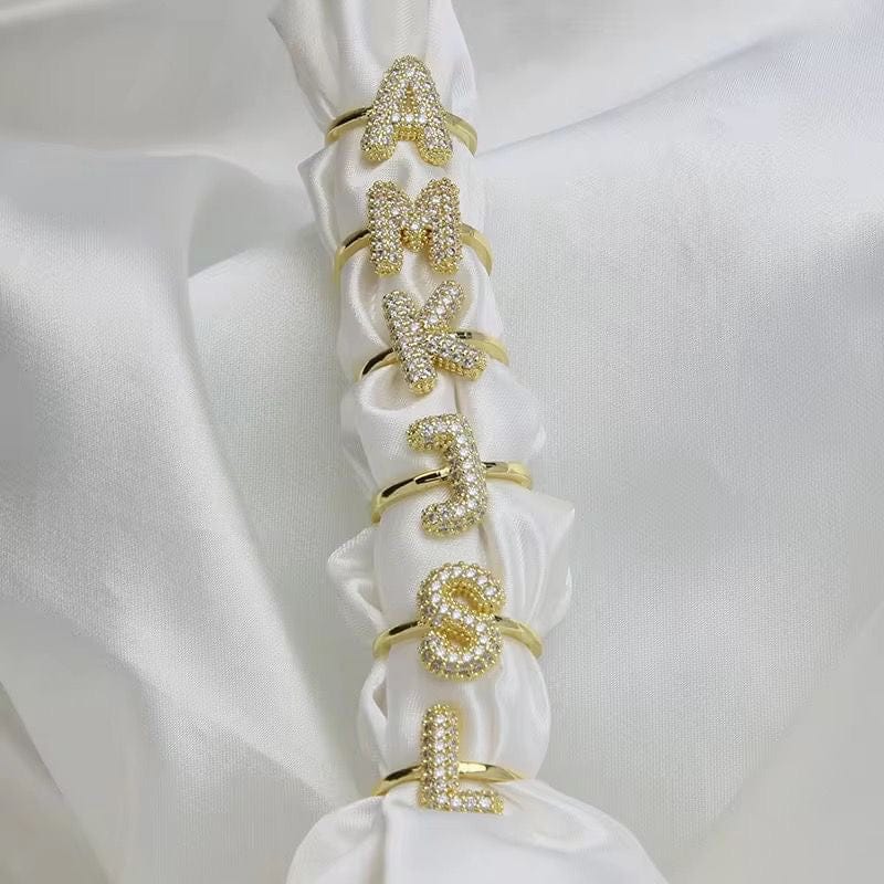 Alphabetical Bubble Rings (Adjustable)