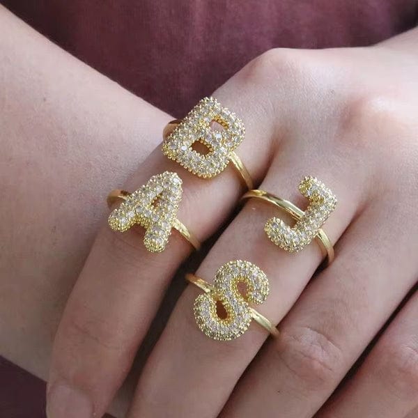 Alphabetical Bubble Rings (Adjustable)